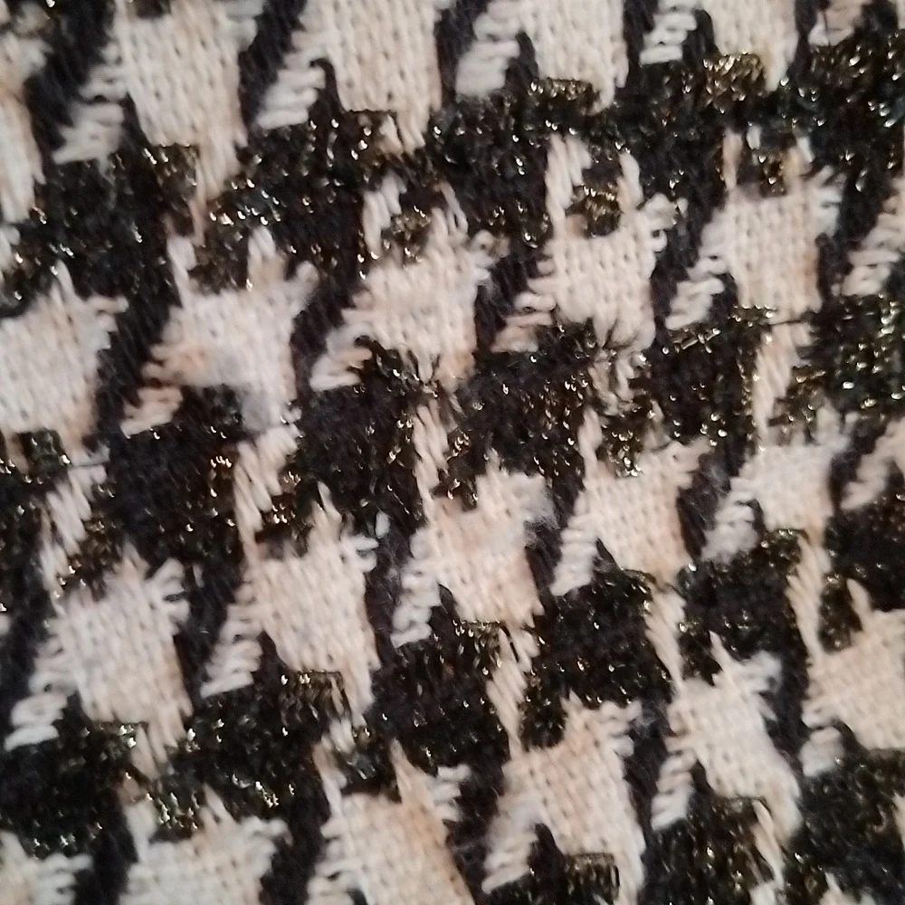 MELLODAY Black and White Houndstooth Cropped Jacket - Medium